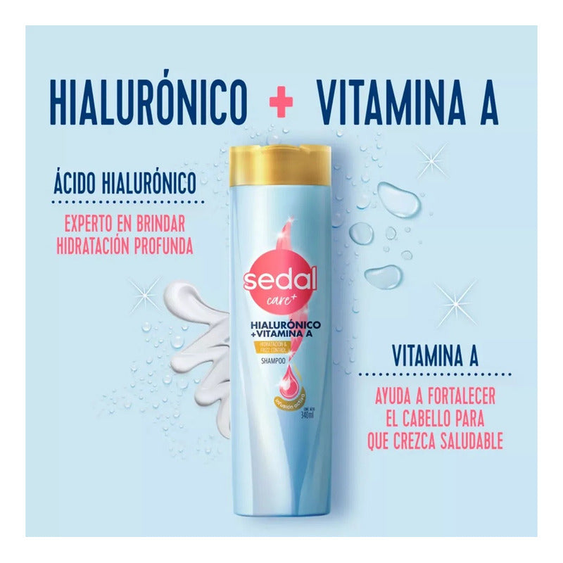 Pack X2 Shampoo Sedal 650ml Ácido Hialurónico Vitamina A