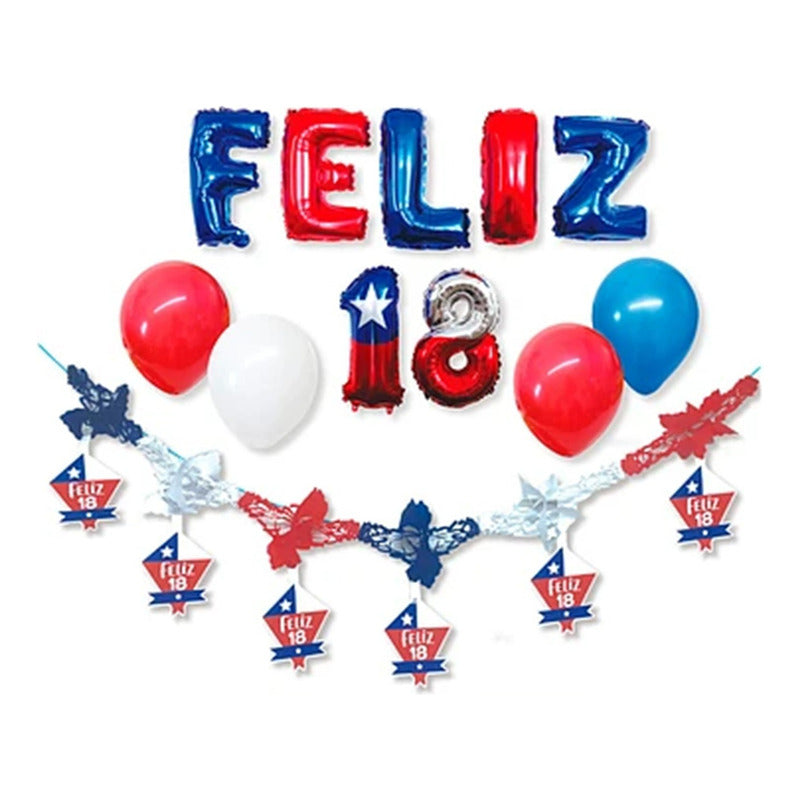 Set Decoración Fiestas Patrias Chilena Guirnalda Cotillón