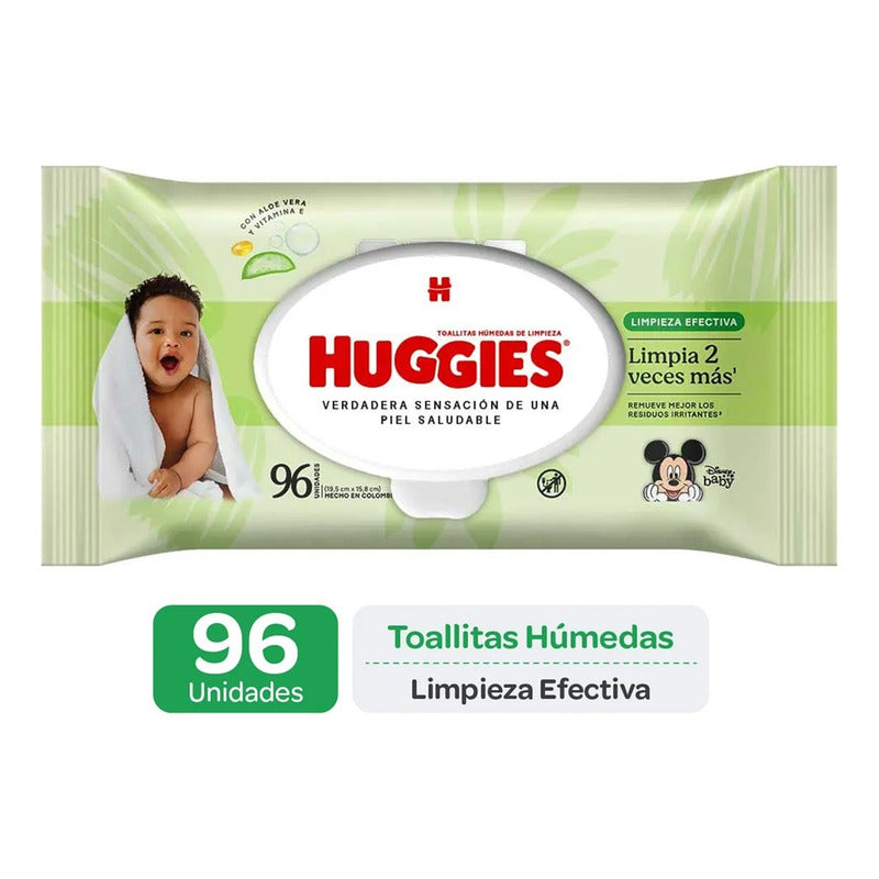 Pack X3 Toallitas Húmedas Huggies 96unid Limpieza Efectiva