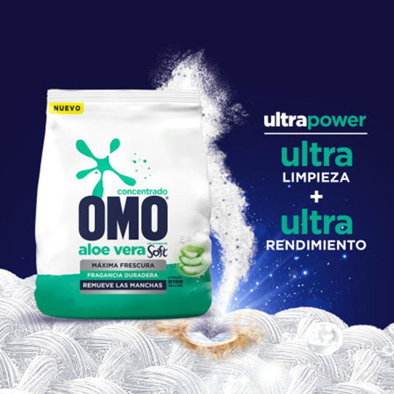 X4 Detergente Omo Polvo Aloe Vera Toque De Soft 800g