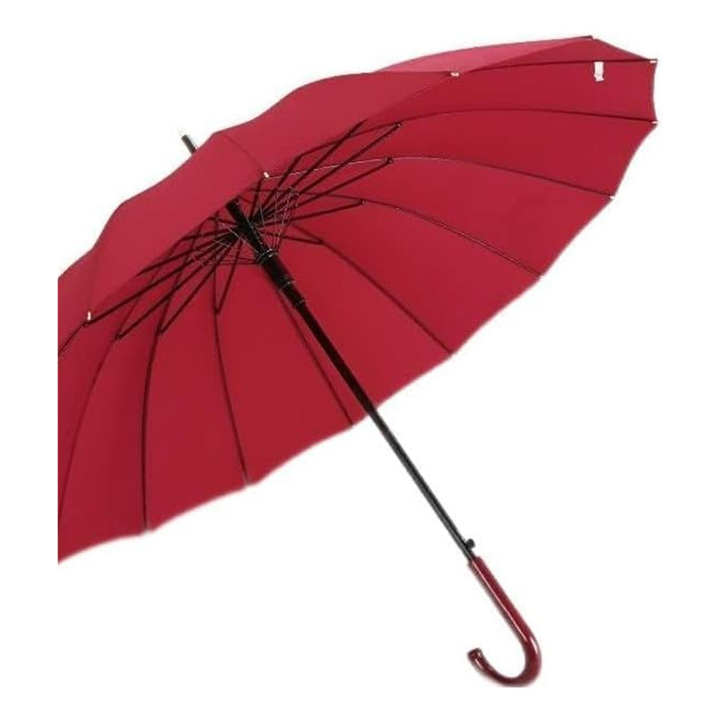 X2 Paraguas Automático Mango Curvo 16 Varillas Resistente