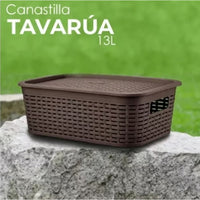 X2 Canastilla Caja Organizador 13 Litros Canastilla Tavarúa Marrón Ratán