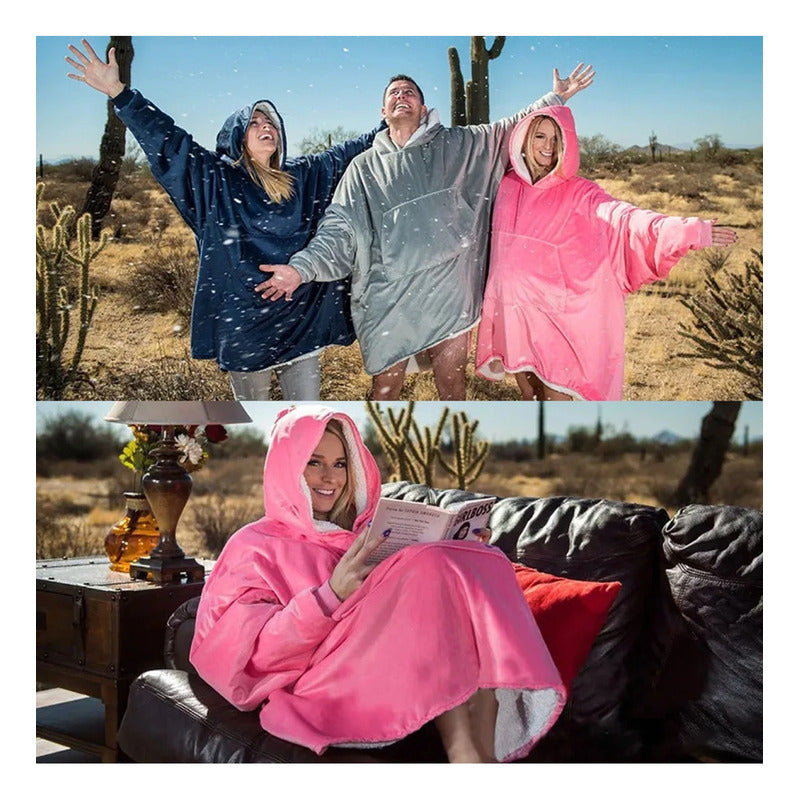 Pack X2 Polerones Sherpa Con Capucha Poleron Chiporro Huggle Hoodie Pijama Invierno Polar M&a Store