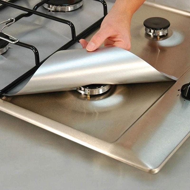 12 Laminas Protector Estufa Cocina Papel Aluminio Cubierta