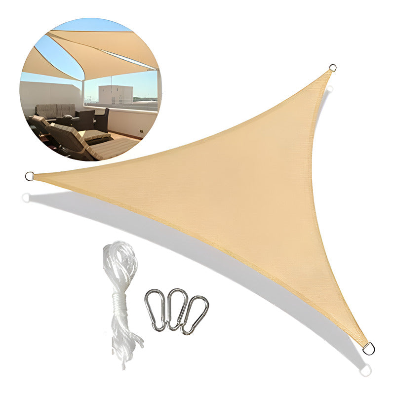 Toldo Vela Triangular 3x3x3 Sombra Cubierta Jardin Terraza Beige