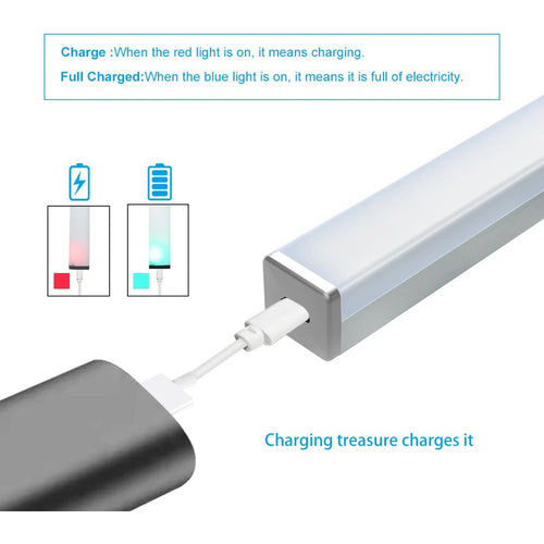 Luz Barra Led 20cm Con Sensor Movimiento Muebles Baño Cocina Blanco