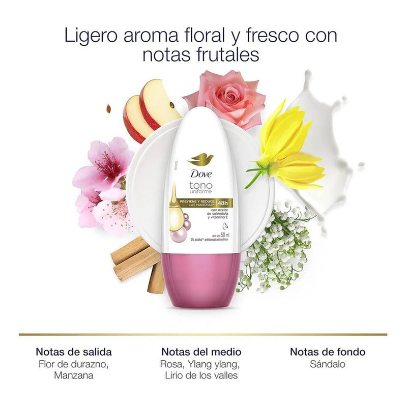 Desodorante Dove Roll On Tono Uniforme Caléndula 50ml