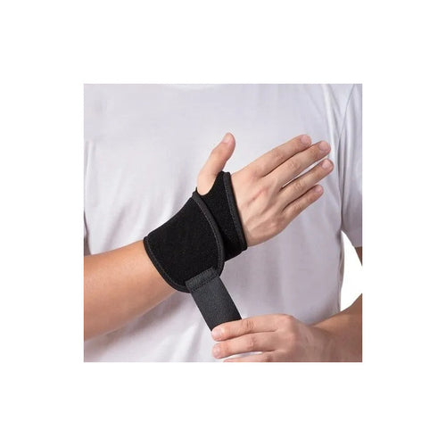 Muñequera Ajustable Con Orificio Pulgar Ortopédico Elastica Negro Unica