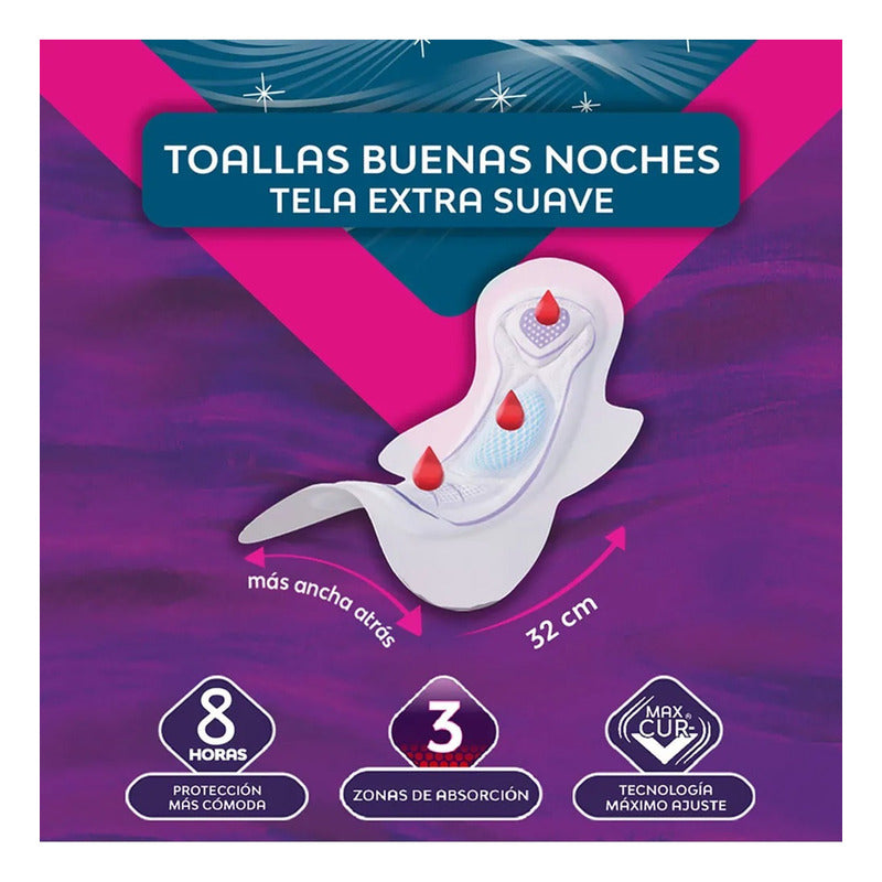 Toallas Higiénicas Nosotras Nocturna Suave 8unid Tela Suave