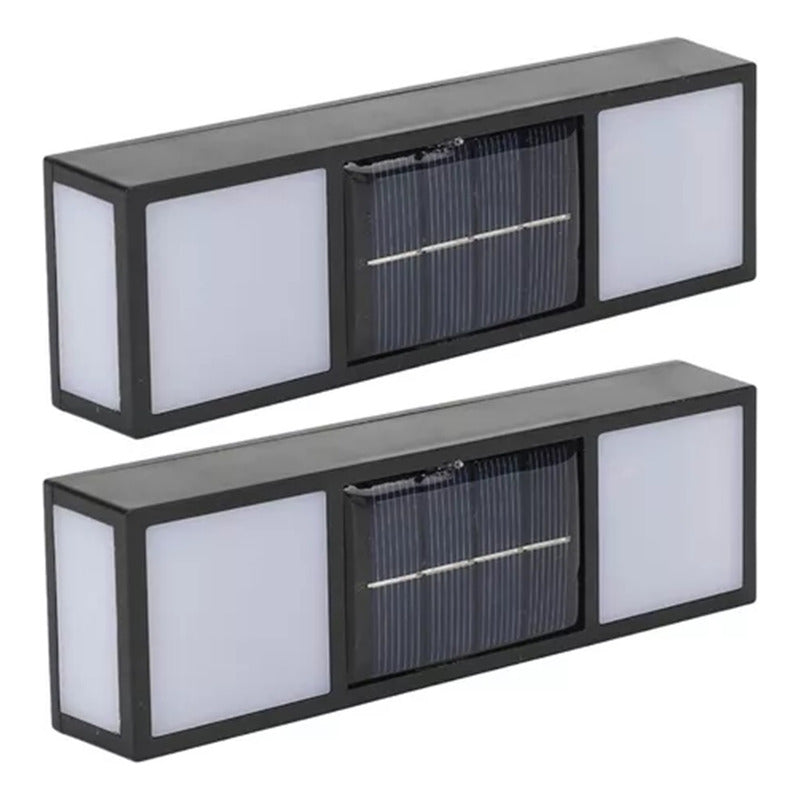 Pack 2 Aplique Foco Solar Exterior Aplique Led Bidireccional Negro