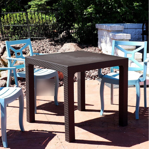 Mesa Roble Ratán Exterior Madera Living Comedor Terraza Marrón Marrón