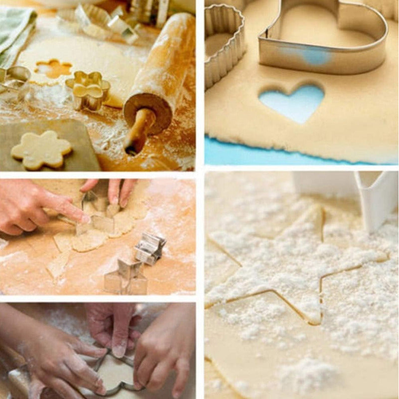 Juego X3 Cortadores Galletas Moldes Cortante Galleta Diseño Flor