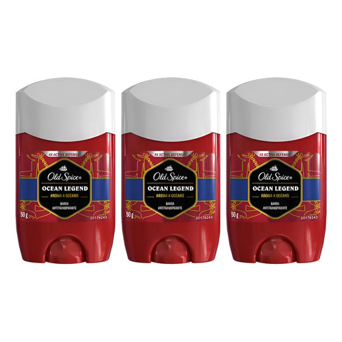 X3 Desodorante Barra Old Spice Ocean Legend 50g Aroma Océano Oceano