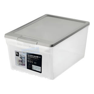 Caja Organizadora Multiusos Zapatos Decoración 15 Litros Color Transparente Con Tapa Gris