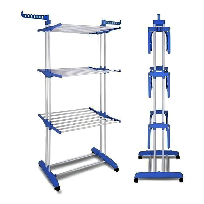 Tendedero Vertical De Metal De 3 Niveles, 170 X 126 X 64 Cm, Azul