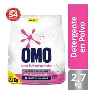 Detergente Omo Con Bicarbonato En Polvo 2.7 Kg Ropa Blanca