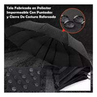 Paraguas Automático Mango Curvo 16 Varillas Resistente