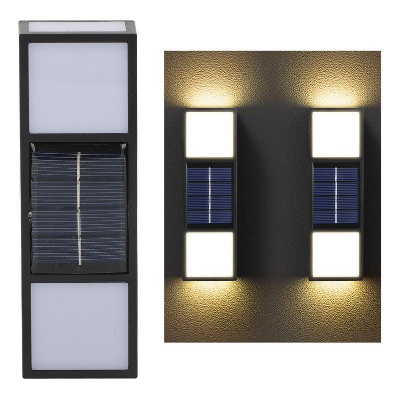 Pack 6 Aplique Foco Solar Exterior Aplique Led Bidireccional Negro