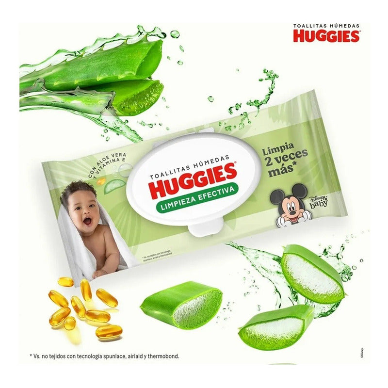 Pack X5 Toallitas Húmedas Huggies 96unid Limpieza Efectiva