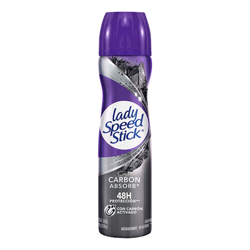 X2 Desodorante Aerosol Lady Speed Stick Carbon Absorb 48h Carbon Absorb