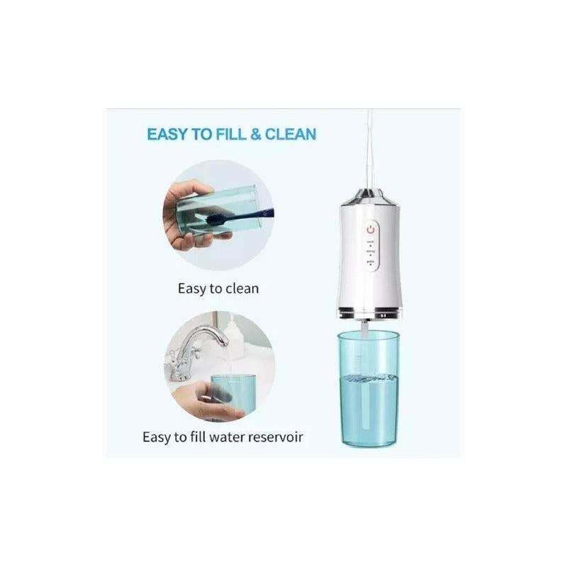 Irrigador Bucal Portátil Higiene Dental Limpiador Oral Dient Blanco