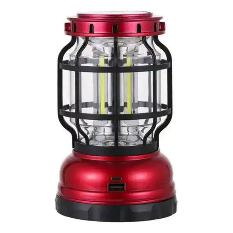Lampara Multifuncional Camping Recargable Usb Energía Solar Rojo
