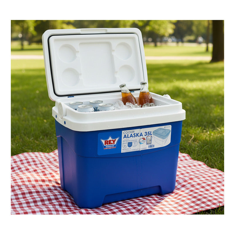 Cooler Nevera Cava Hielera Portátil 35 Litros Reyplast Azul