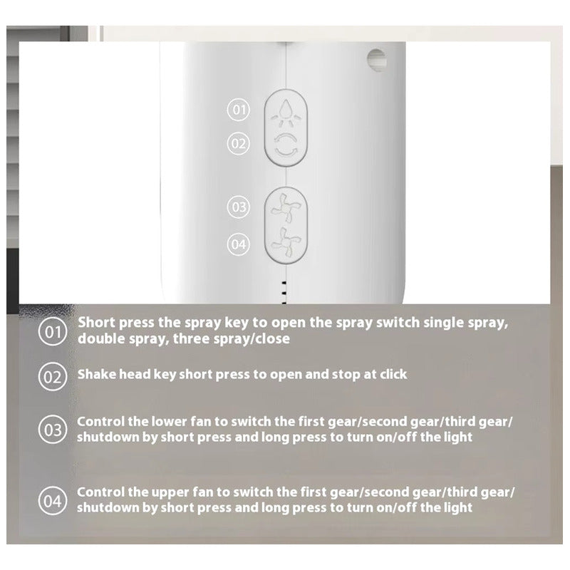 Ventilador Doble De Torre Humidificador Luz Led Enfriador