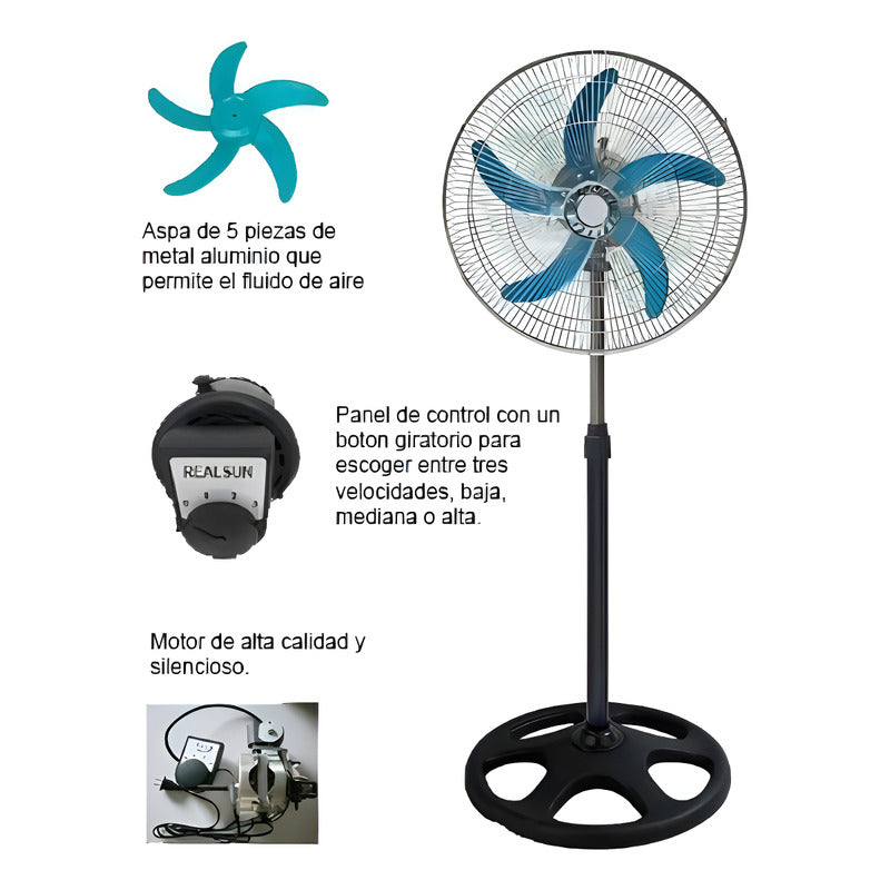 Ventilador 5 Aspas Metálicas Pedestal