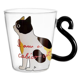 Taza De Vidrio Café Gatos Taza Cristal Cola Gato Resistente