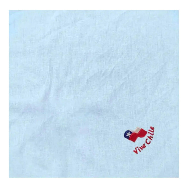 Pañuelo Blanco Algodon Bordado Fiestas Patrias Cueca Chile Blanco Viva Chile Estándar