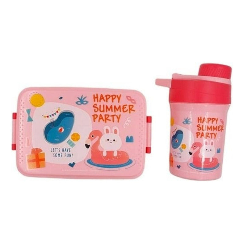 Tupper Contenedor Lonchera Escolar + Botella De Agua Jugo