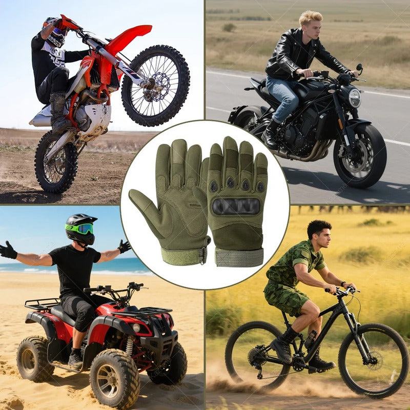 Guantes Protección Tácticos Motocicleta Bicicleta Dedo Touch Verde Xl