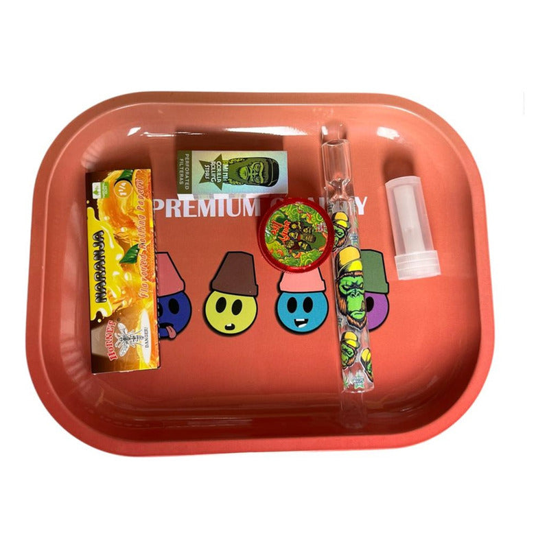 Set Fumador Bandeja + Papelillos + Moledor + Pipa Weed
