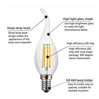 Pack X5 Ampolleta Led Vintage Vela 2 Watts E14 Filamento  Blanco Cálido