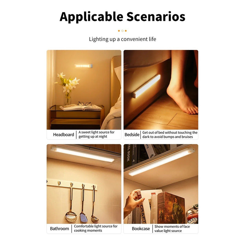 Luz Barra Led 50cm Con Sensor Movimiento Muebles Baño Cocina