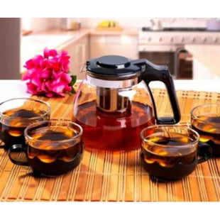 Tetera Con Infusor 1l Vidrio Y 4 Tazas Wincy Chaleira Transparente