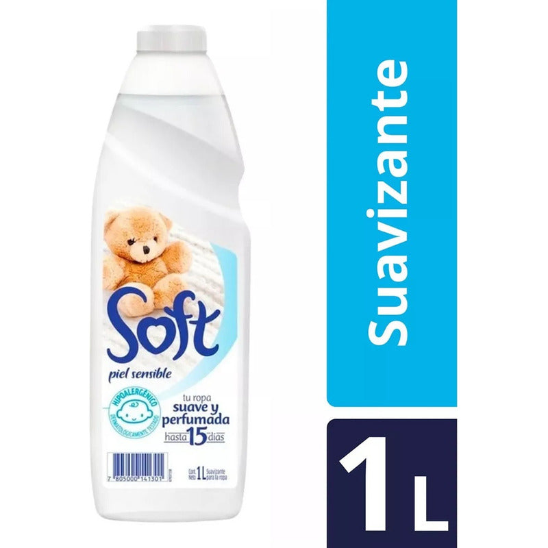 X3 Suavizante Soft Piel Sensible 1litro Ropa Suave Perfumada