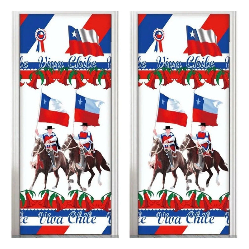 X2 Funda De Puerta Decoración Fechas Patrias 100x210cm M7