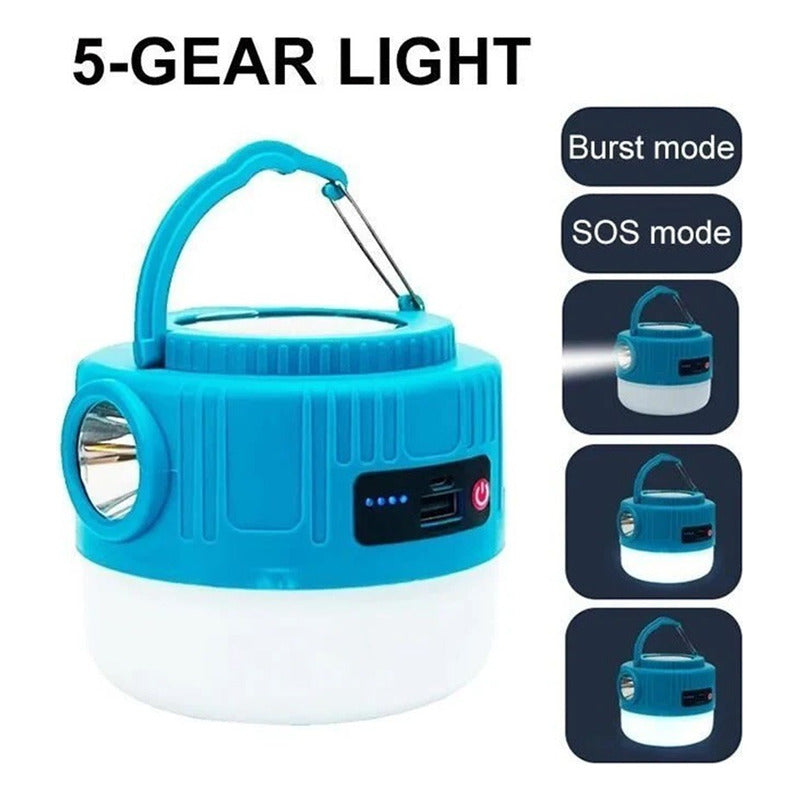 Lámpara Solar Led Recargable Portátil Luz Emergencia Camping Azul