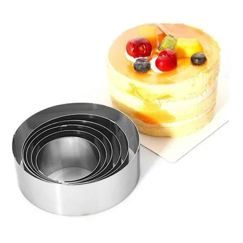 Cortador Circular De Acero 5 Piezas Redondo Galletas Fondant Plateado