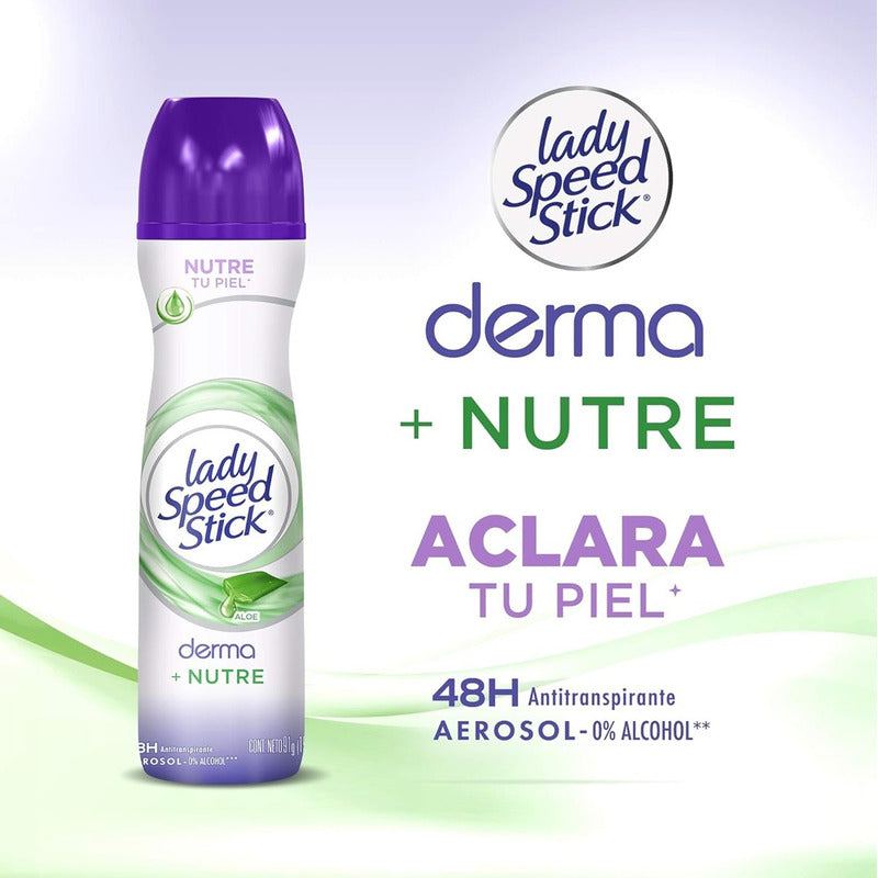 X2 Desodorante Aerosol Lady Speed Stick Aloe Derma Nutre 48h Aloe Vera