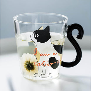 Taza De Vidrio Café Gatos Taza Cristal Cola Gato Resistente