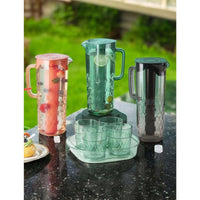 Set Jarra 2 Litros + 4 Vasos Agua Jugo Filtro Refrigerador