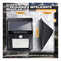 Lampara 30 Led Solar Reflector Exterior Jardin Sensor Luz Color Negro