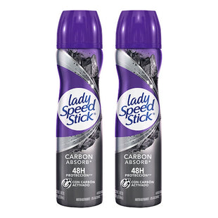X3 Desodorante Aerosol Lady Speed Stick Carbon Absorb 48h Carbon Absorb