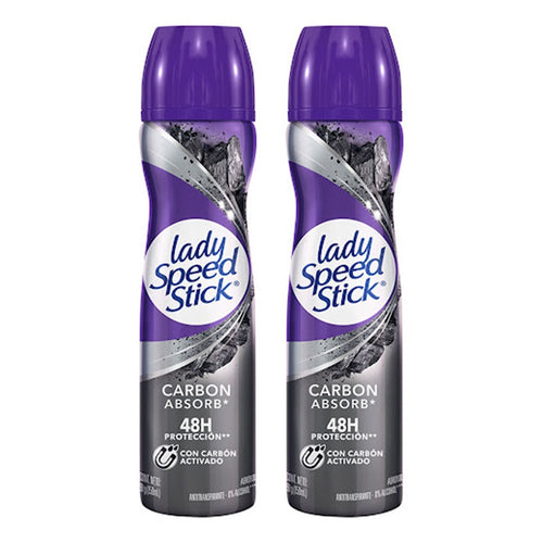 X3 Desodorante Aerosol Lady Speed Stick Carbon Absorb 48h Carbon Absorb