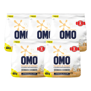 X5 Detergente En Polvo Omo Concentrado Lavado A Mano 400 Gr