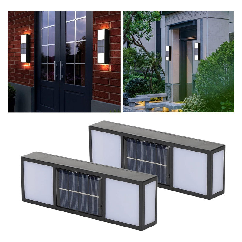 Pack 4 Aplique Foco Solar Exterior Aplique Led Bidireccional Negro
