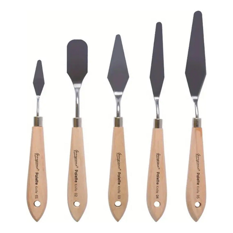 Set 5 Espatulas Mezcladoras Paletas Para Mezcla Pintura Madera